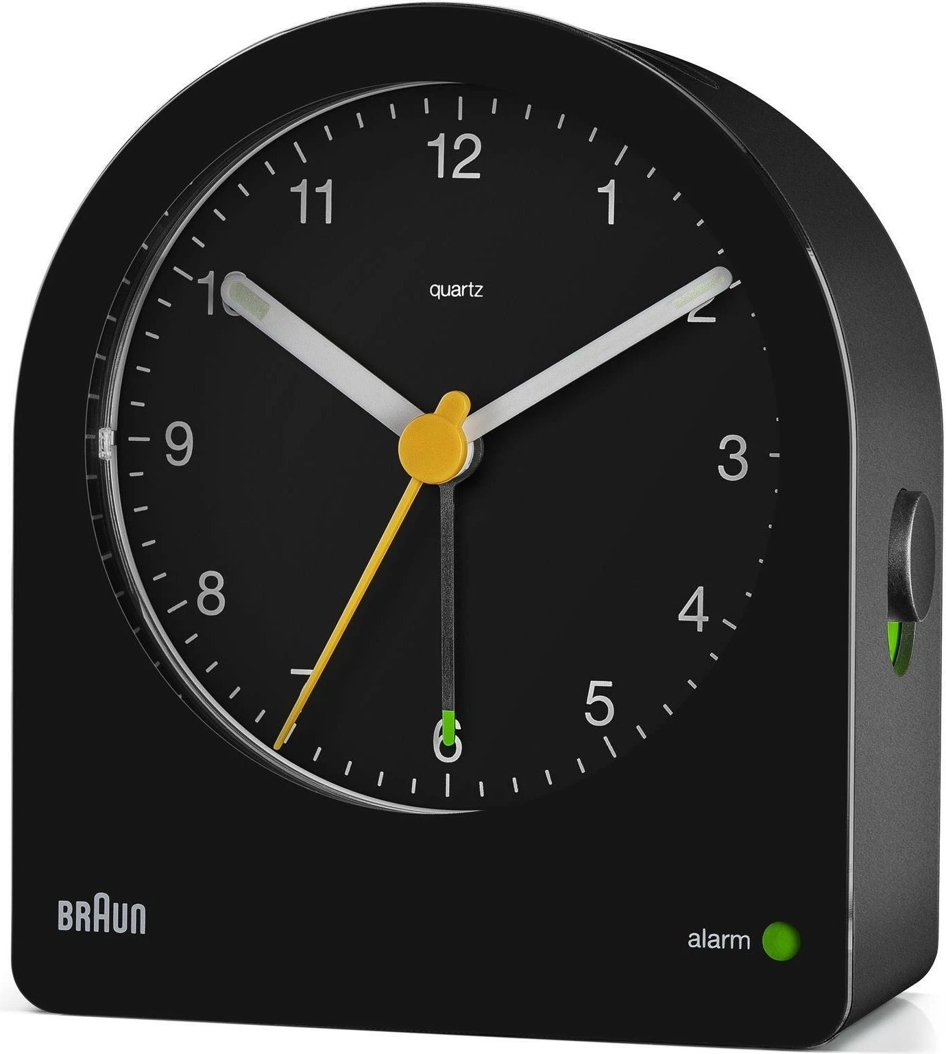 Orë alarmi Braun BC22, analog, kuarc, zezë/verdhe, 12h