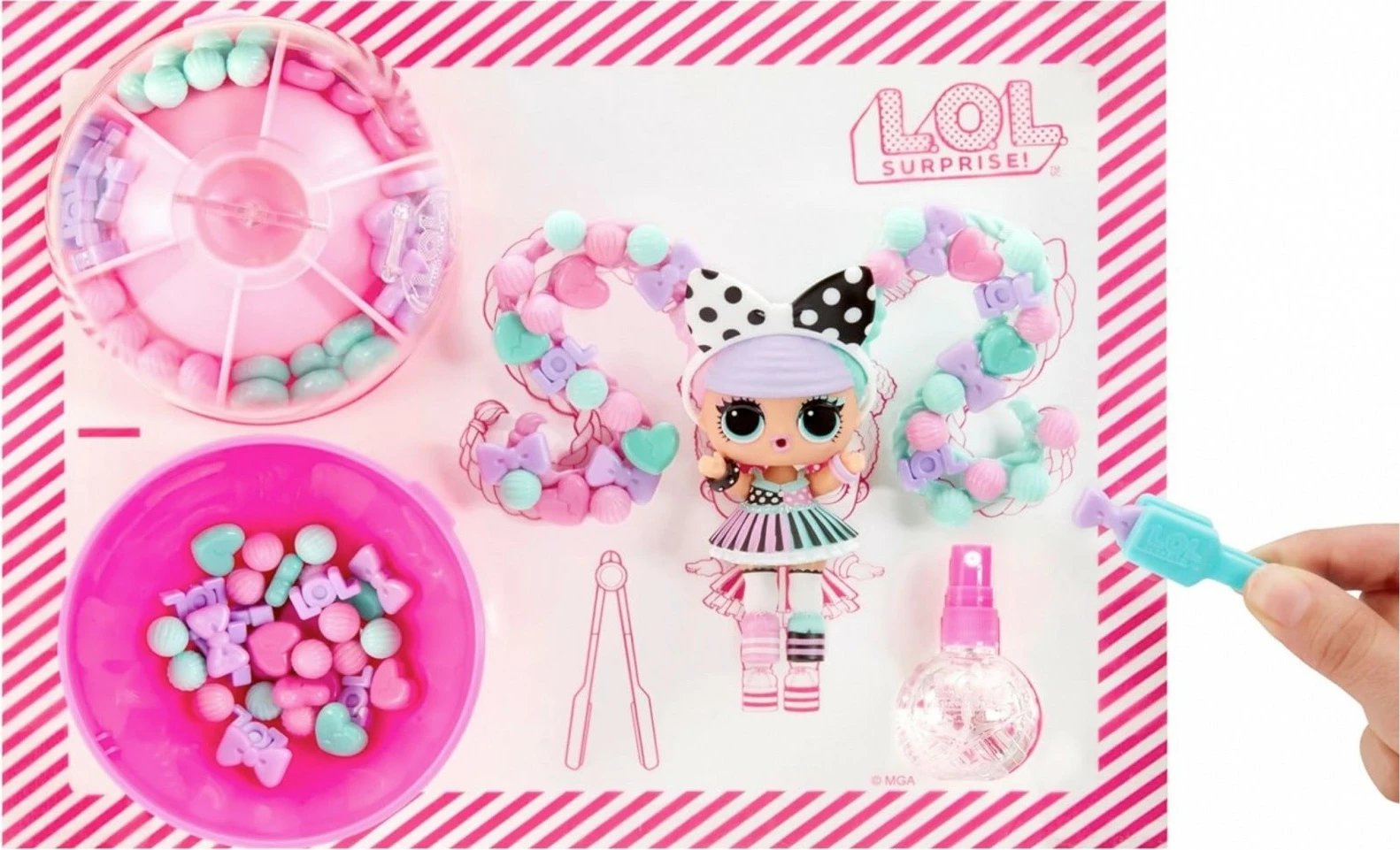 Set lodrash L.O.L. Surprise Hair Beads Tots, 12 copë, shumëngjyrëshe