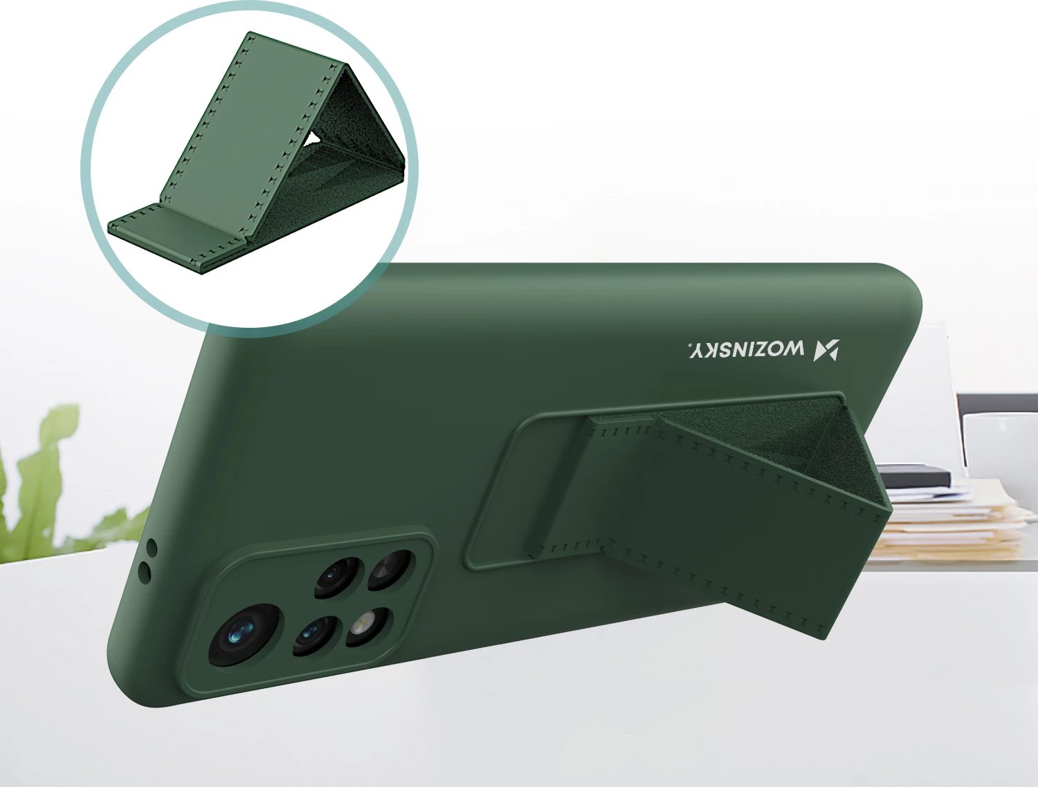 Mbështjellës Wozinsky Kickstand Case për Xiaomi Poco M4 Pro 5G, silikon, kuq