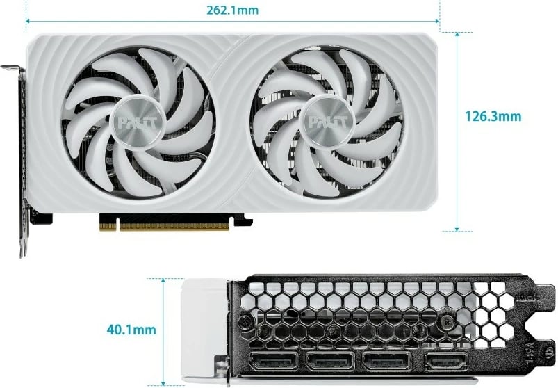 Kartelë grafike Palit GeForce RTX 5060 Ti WHITE OC, 8GB GDDR7, 128bit, 3DP/HDMI, e bardhë