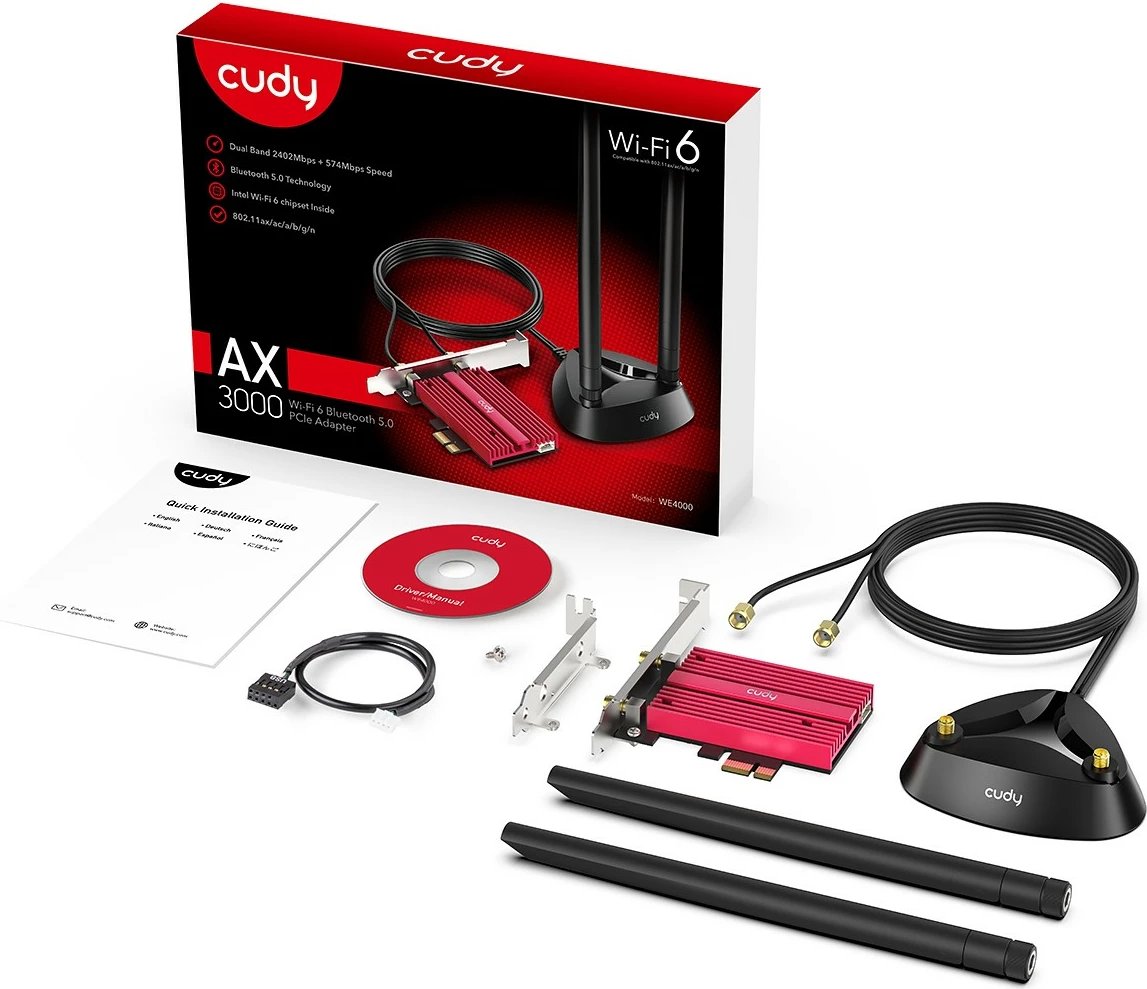 Kartelë rrjeti Cudy WE4000, Wireless, PCI Express, Wi-Fi 6, 2400 Mbit/s