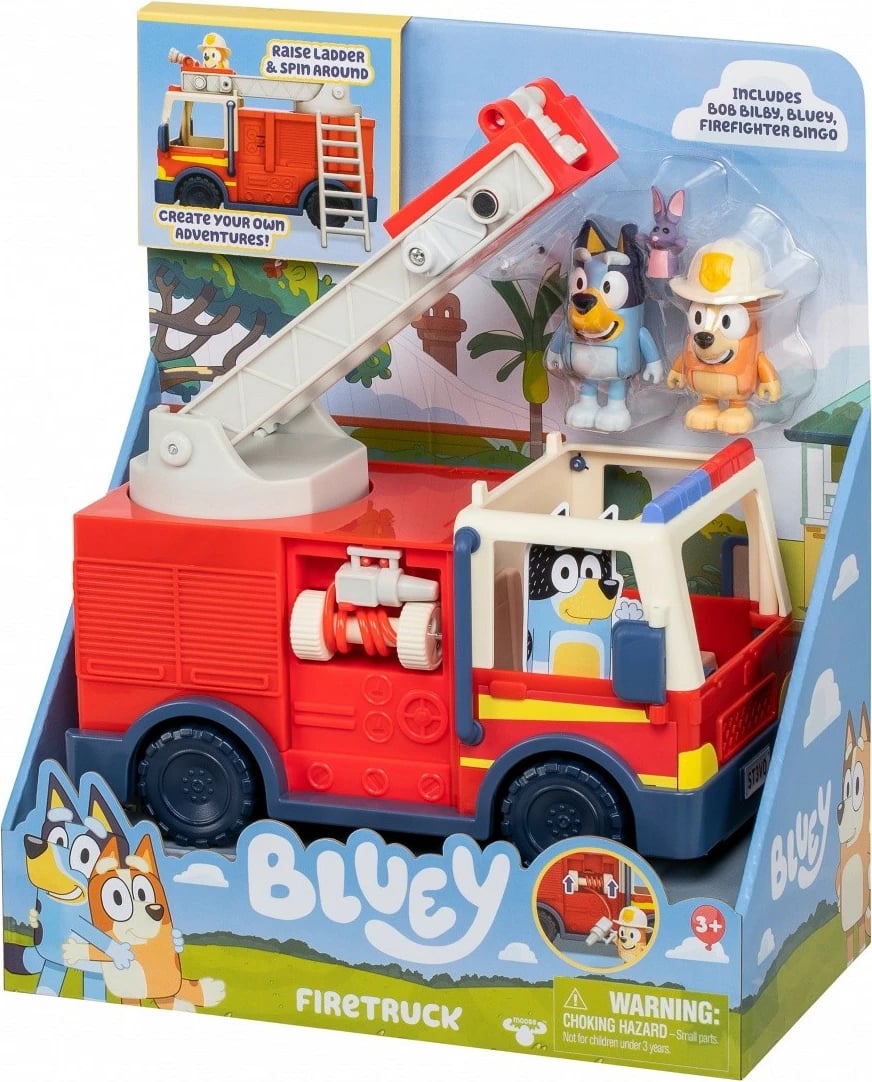 Set figurina Bluey me kamion zjarri, Tm Toys, BLU17610, plastikë, për fëmijë, shumëngjyrësh