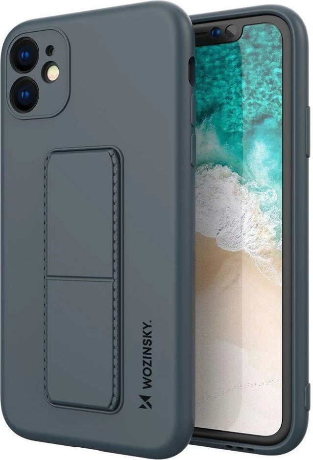 Mbështjellës Wozinsky Kickstand Case për iPhone 11 Pro, silikon, blu e errët