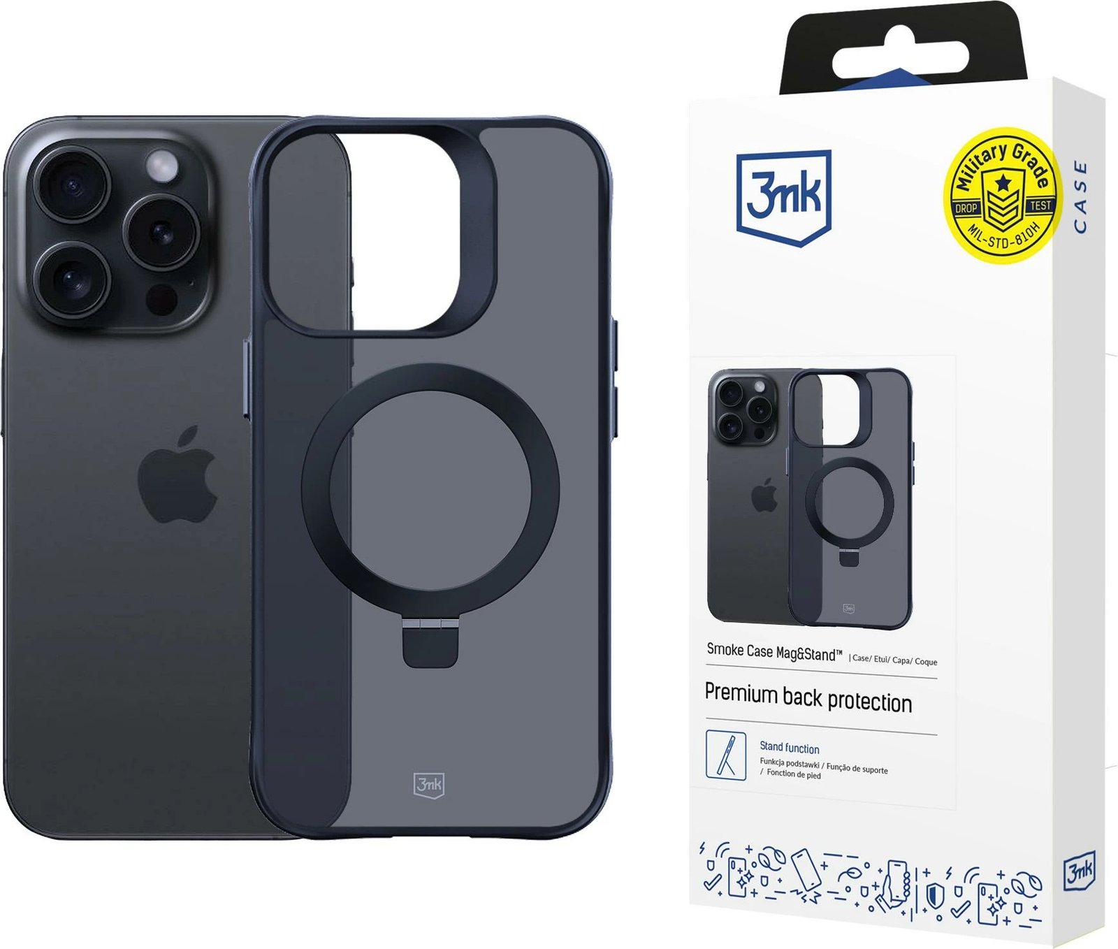 Mbështjellës 3mk Smoke Case Mag&Stand për iPhone 13 Pro Max, i zi