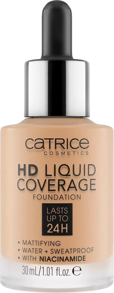 Fondatinë Catrice HD Liquid Coverage Foundation 24H Mattifying për femra 042 Sandy Rose 30ml