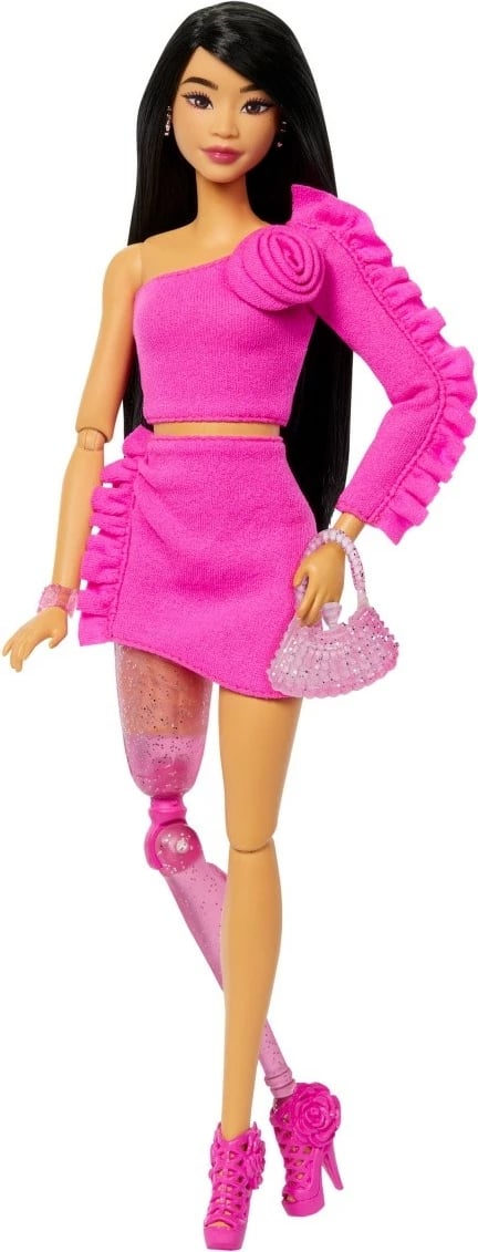 Kukull Barbie Mattel Deluxe Style HYV26 me protezë këmbë, rozë