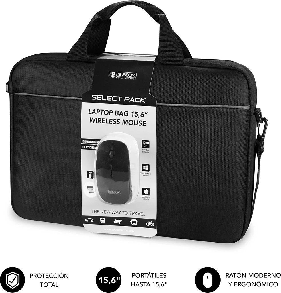 Maus pa kabllo dhe çantë laptopi SUBBLIM SUB-LB-2SP0050, Gri