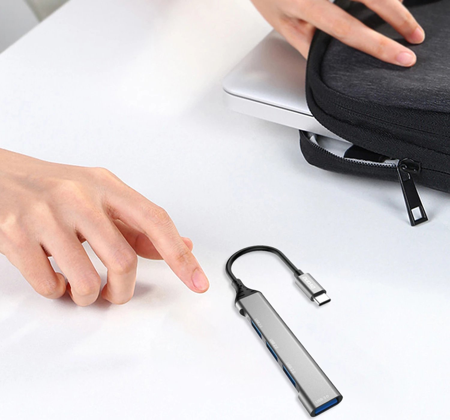 HUB Dudao A16T, 4x USB-A (3x USB2.0, 1x USB3.0), USB-C, 6.3cm, zi