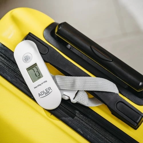 Peshore bagazhi udhëtimi, Adler, AD 8189, kapacitet 40 kg, LCD, kg/lb, rrip polipropileni, bardhë-gri