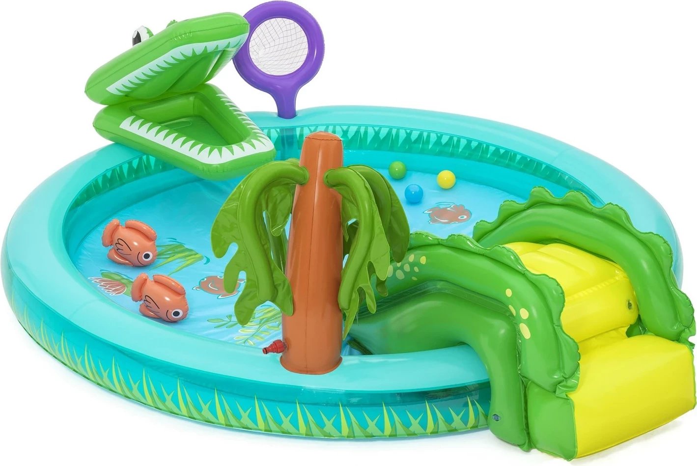 Qendër loje uji e fryrë për fëmijë Bestway Crocodile Cove, 2.24m x 1.81m x 72cm, shumëngjyrëshe Qendër loje uji e fryrë për fëmijë Bestway Crocodile Cove, 2.24m x 1.81m x 72cm, shumëngjyrëshe