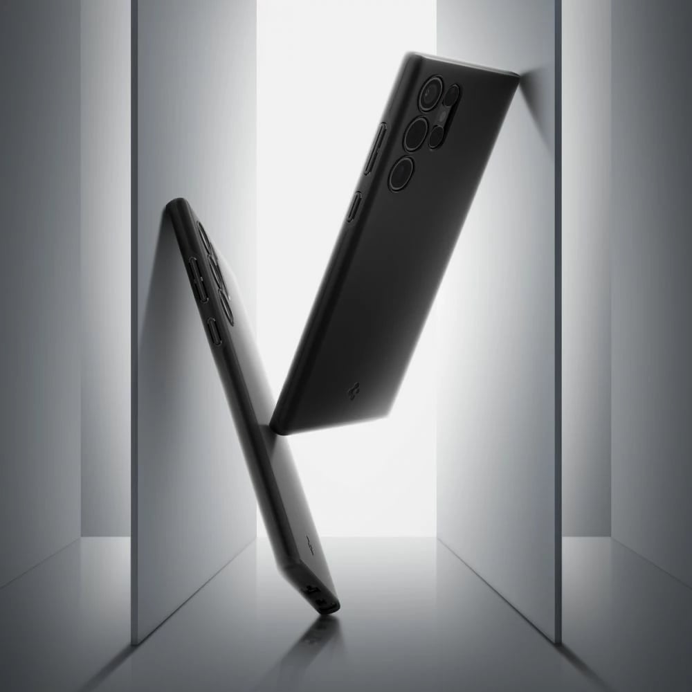 Mbështjellës Spigen Thin Fit për Samsung Galaxy S22 Ultra, i zi