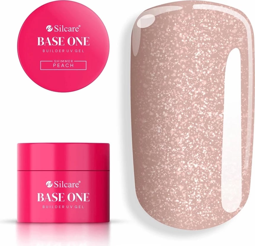 Xhel ndërtues për thonj për femra Silcare Base One Shimmer Peach 50g
