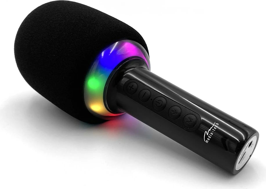 Mikrofon karaoke me altoparlant Bluetooth Media-Tech MT399, i zi, me drita LED
