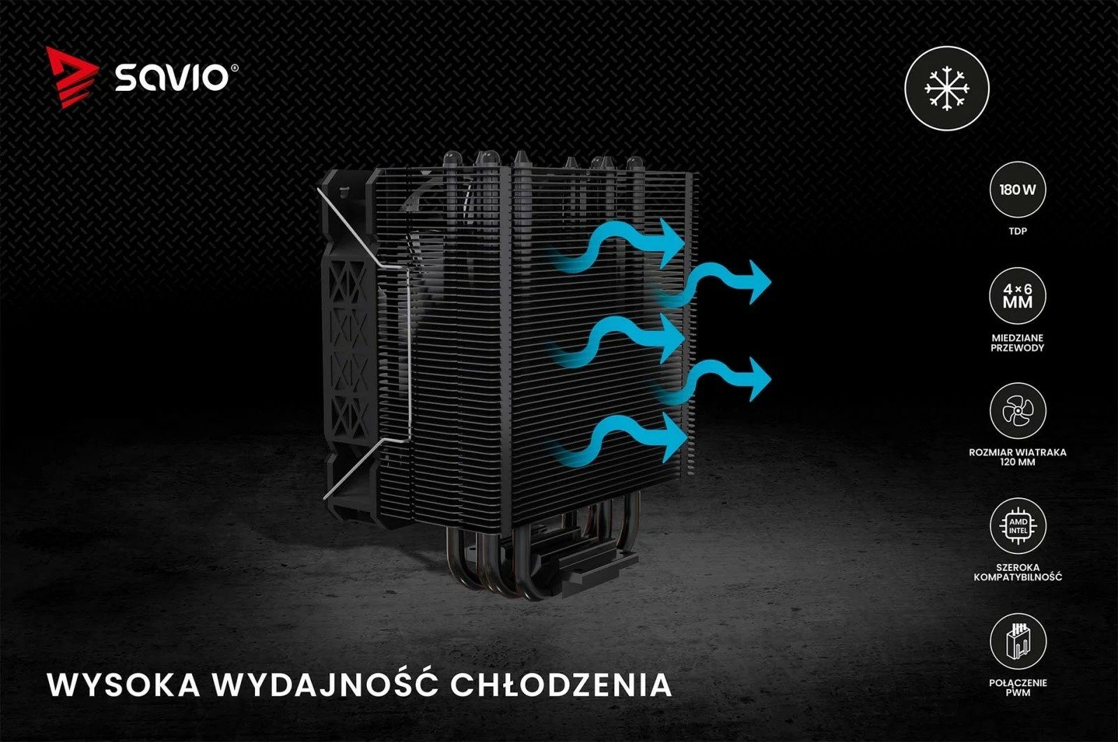 Ftohës procesori Savio Vortex X2 Black, 120 mm, 4-pin, për Intel/AMD, i zi