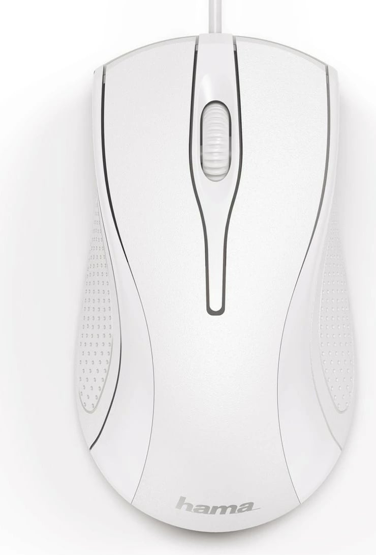 Maus me kabëll Hama MC-200, 1000 DPI, 3 butona, USB, kabllo 1.5 m, e bardhë