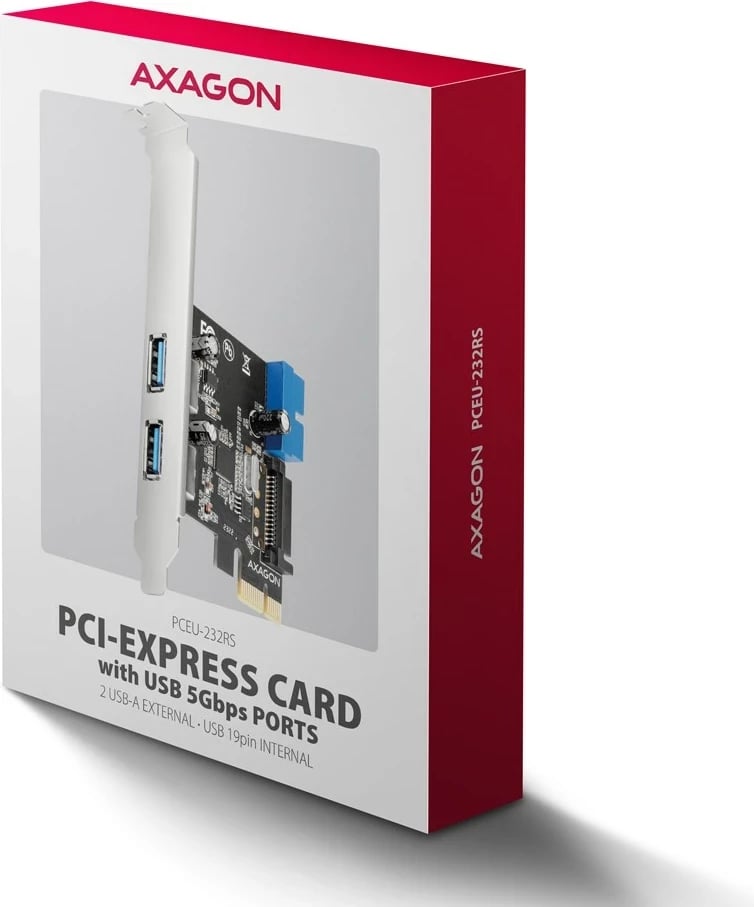 Kontroller PCIe Axagon PCEU-232RS, 2x USB ekst. + 2x USB int., 5Gbps