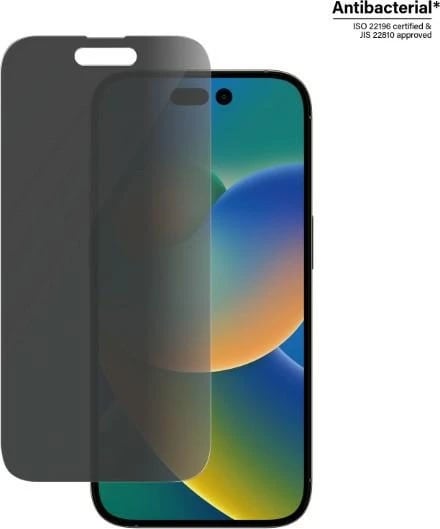 Mbështjellës xhami PanzerGlass Classic Fit Privacy për iPhone 14 Pro, antibakterial