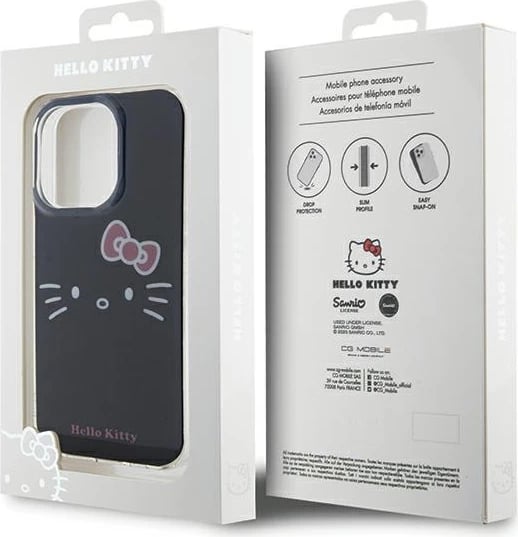 Mbështjellës Hello Kitty IML Kitty Face për iPhone 13 Pro Max, i zi
