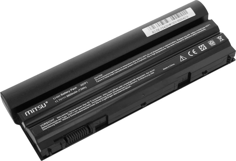 Bateri laptop Mitsu për Dell Latitude E6420, 6600 mAh, 9 qeliza, e zezë