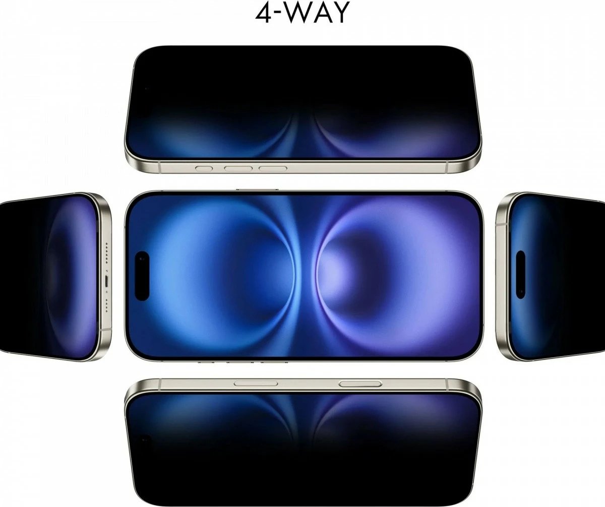 Filter privatësie katër-anësh ngjitës për ekran, DICOTA D80177-4AD, 6.1", +/-30°, reduktim dritë blu 43%, për Apple iPhone 16, 1 copë