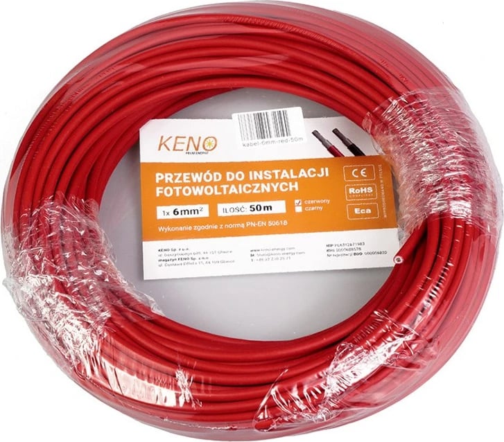 Kabllo e kuqe Keno Energy, 6MM2, paketë 50M