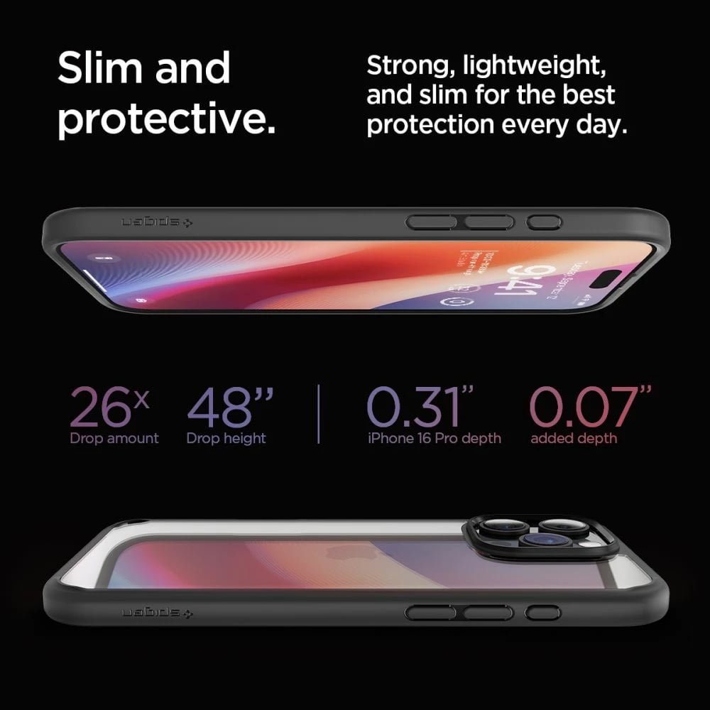 Mbështjellës Spigen Ultra Hybrid për iPhone 16 Pro, Matte Black
