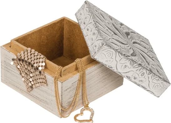 Kuti dekorative druri OUT OF THE BLUE, set 2 copë, argjend