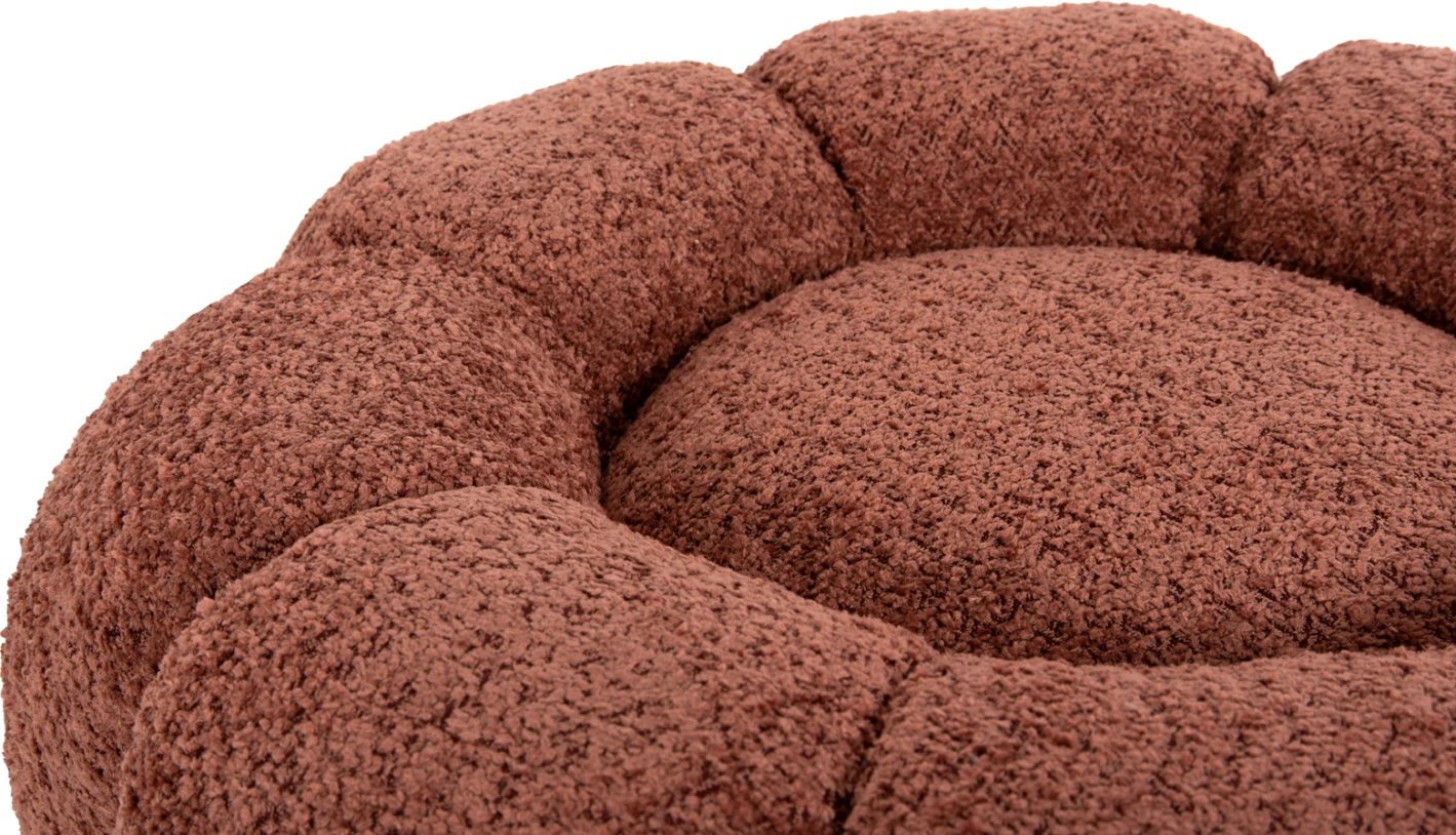 Karrige për bar, ngjyrë rozë boucle, bazë metalike e zezë, Φ60x31H cm