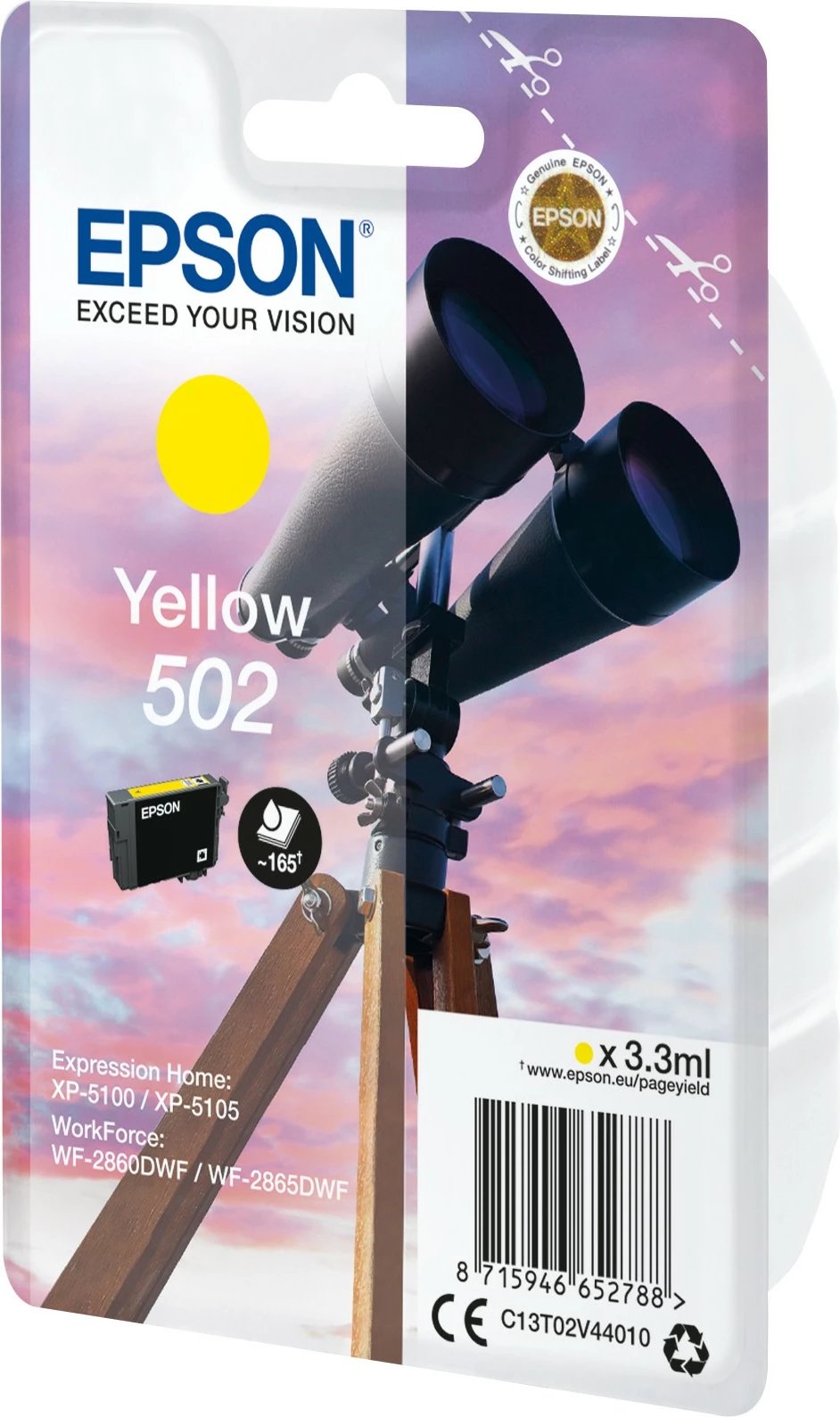 Bojë Epson 502, Ngjyrë e Verdhë, 3.3 ml