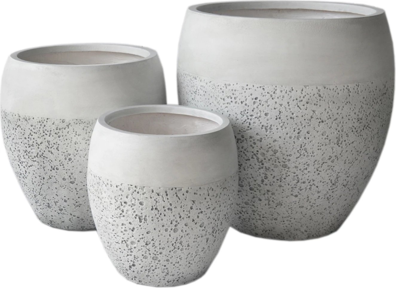 Set vazo për lule, 3 copë, FiberClay, e bardhë, GARDENER FH4718, Φ55x54Hcm