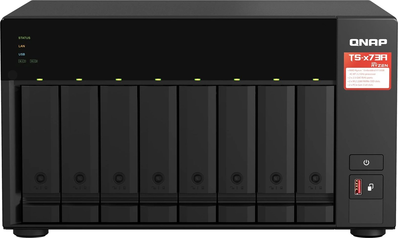 NAS QNAP TS-873A, Ryzen Embedded V1500B, 8 GB DDR4, 30.72 TB SSD, E zezë