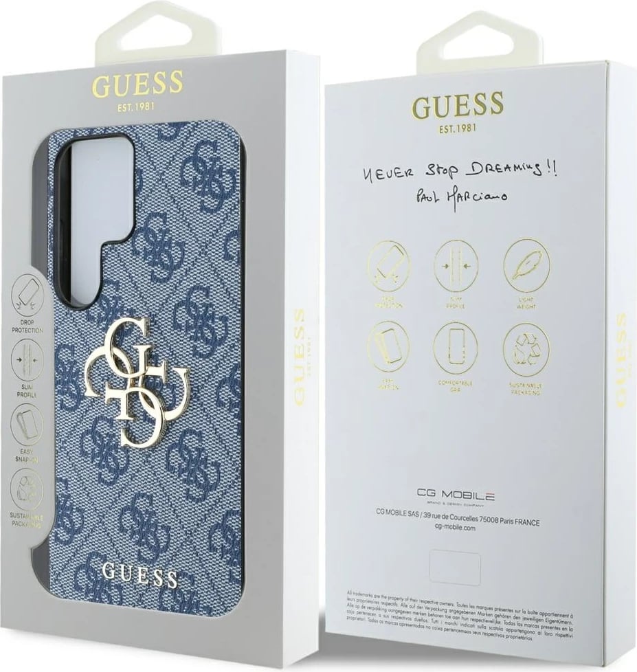 Mbështjellës Guess Big 4G Logo Classic Logo për Samsung Galaxy S25 Ultra, Kaltër
