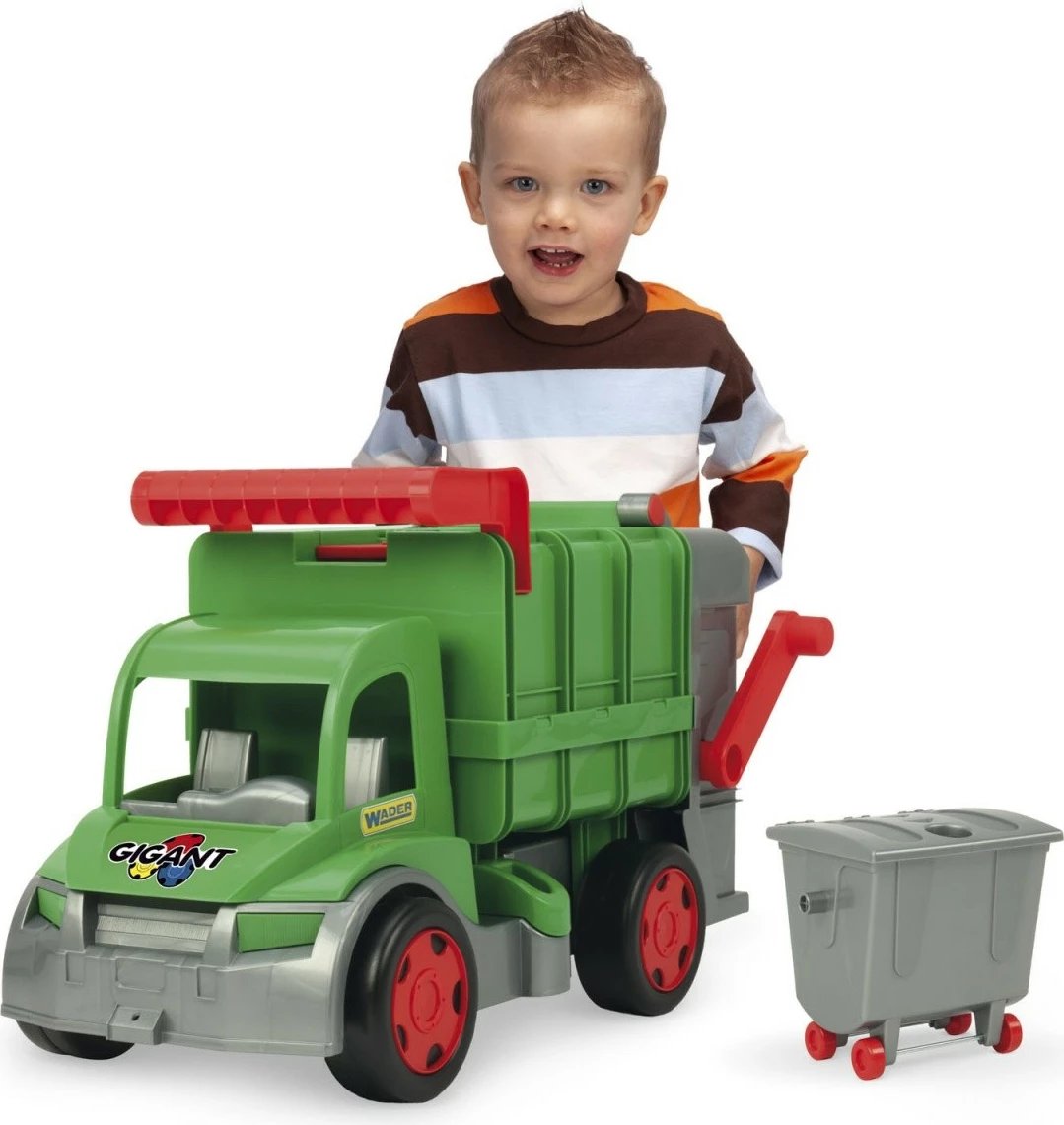 Kamion lodër Wader Gigant Farmer Garbage Truck 60 cm, plastikë, gjelbër/e kuqe/e hirtë