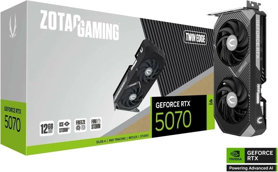 Kartelë grafike, ZOTAC GAMING, GeForce RTX 5070 Twin Edge, 12GB GDDR7 192-bit, PCIe 5.0, 3xDP/HDMI