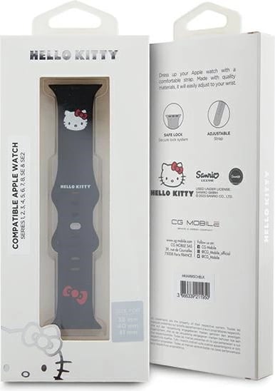 Rrip silikoni për Apple Watch Hello Kitty, 38/40/41mm, i zi