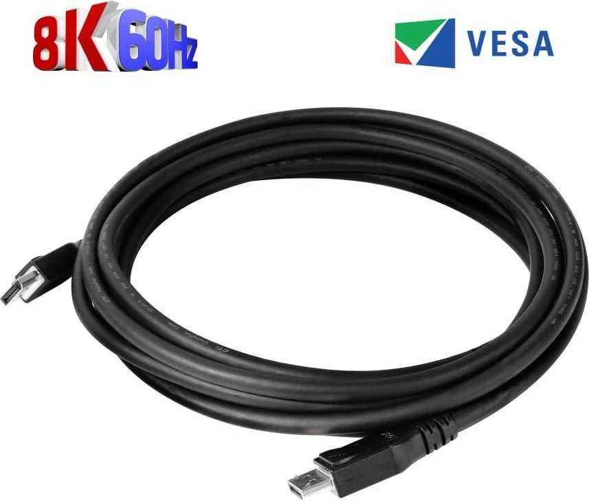 Kabllo DisplayPort Club3D 1.4, 5m, 32.4Gb/s, e zezë
