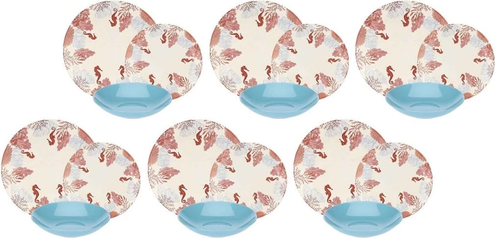 Set pjatash Rose&Tulipani Seabed për 6 persona, me motive detare