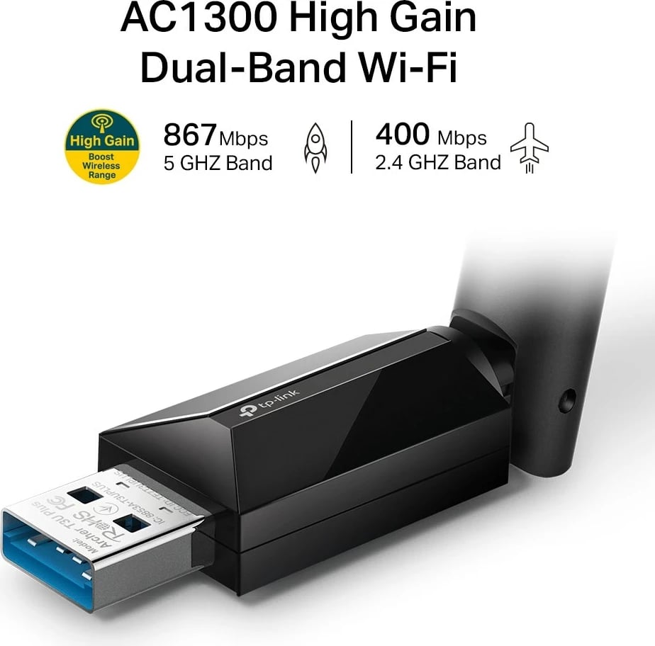 Adapter Wi-Fi TP-LINK Archer T3U Plus, USB 3.2, 867 Mbit/s, i zi