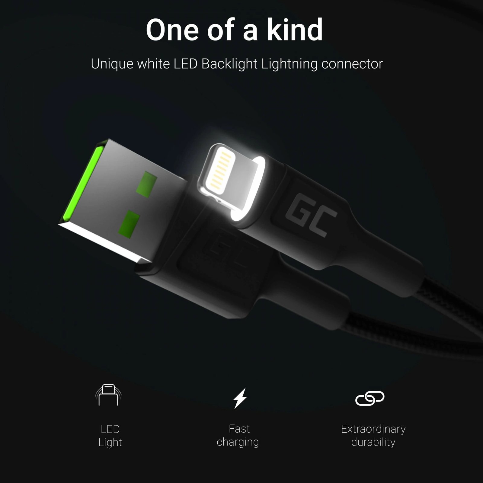 Kabllo Green Cell KABGC05, 1.2 m, Lightning, USB A, Mashkull, Mashkull, E zezë