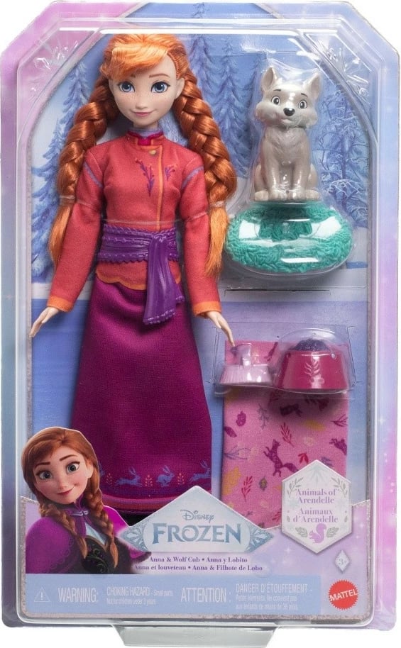 Kukull Anna Disney Frozen me ujk të vogël dhe aksesorë, Mattel JFG17