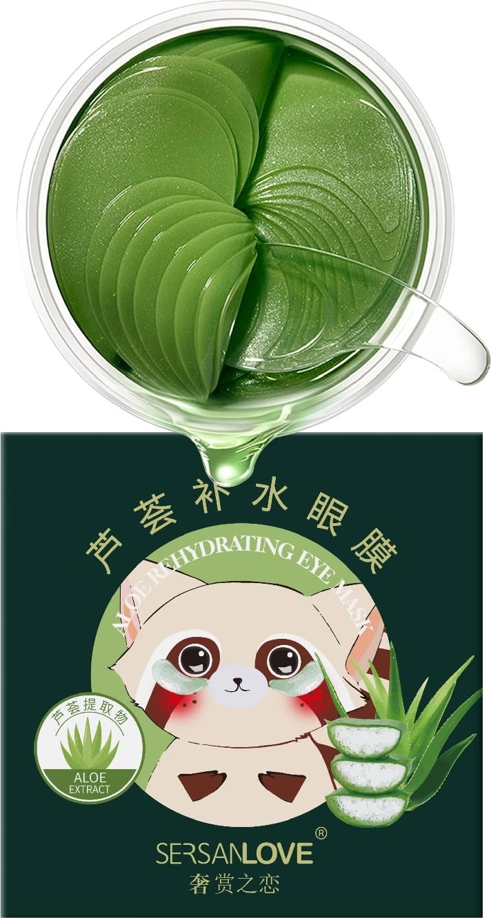 Patches për sy SersanLove Hydrogel me Acid Hialuronik dhe Aloe për femra, 60 copë