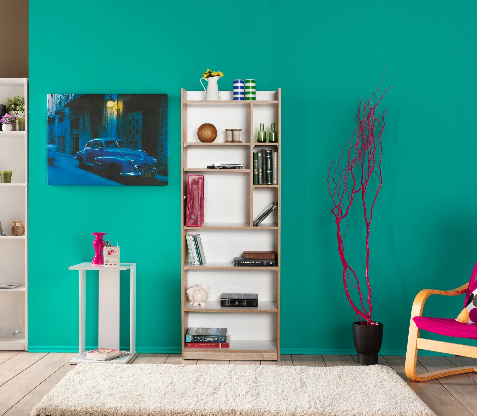 Raft librash Hanah Home, Ktp-779-Sd-1, ngjyrë sonomo dhe e bardhë, 63x176x26cm