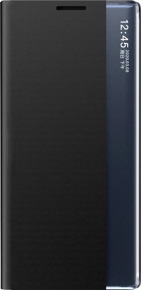 Mbështjellës Hurtel New Sleep View Case për Samsung Galaxy A55, me kapak dhe mbajtëse, i zi