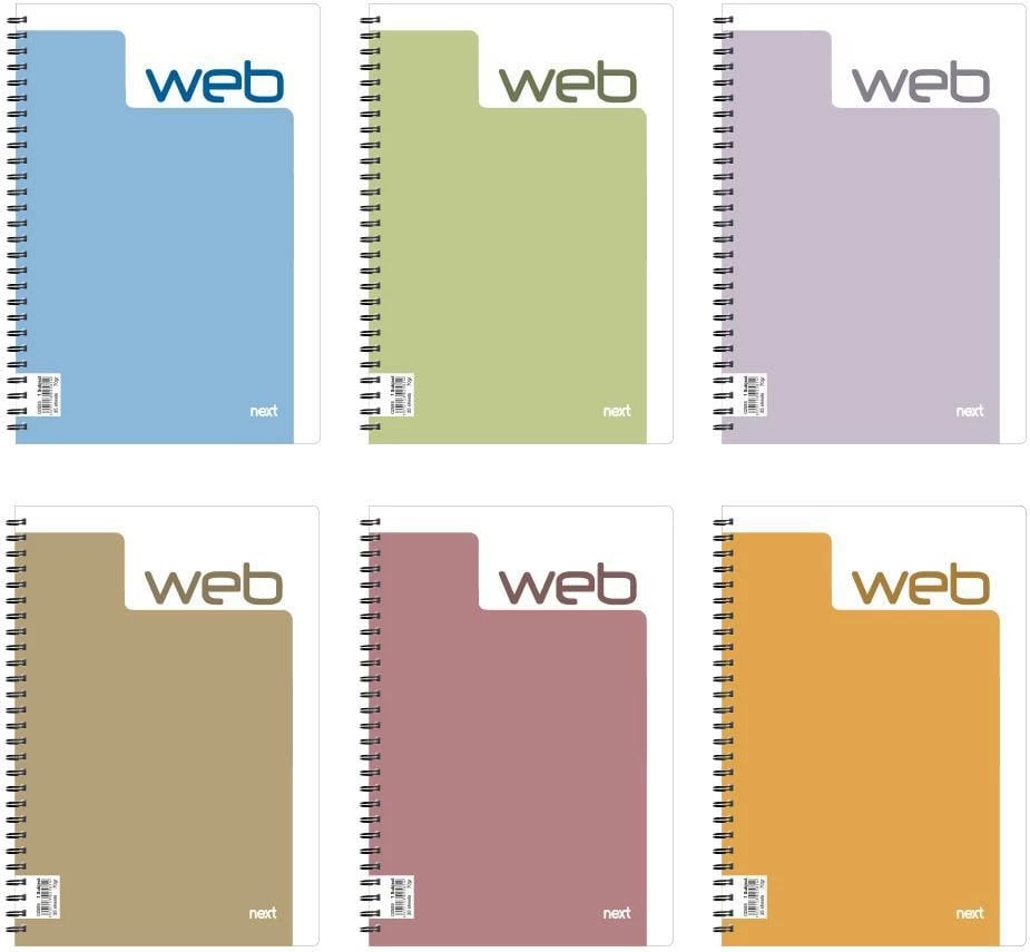 Fletore spirale Next Web 17x25cm, 1 lëndë, ngjyra të ndryshme