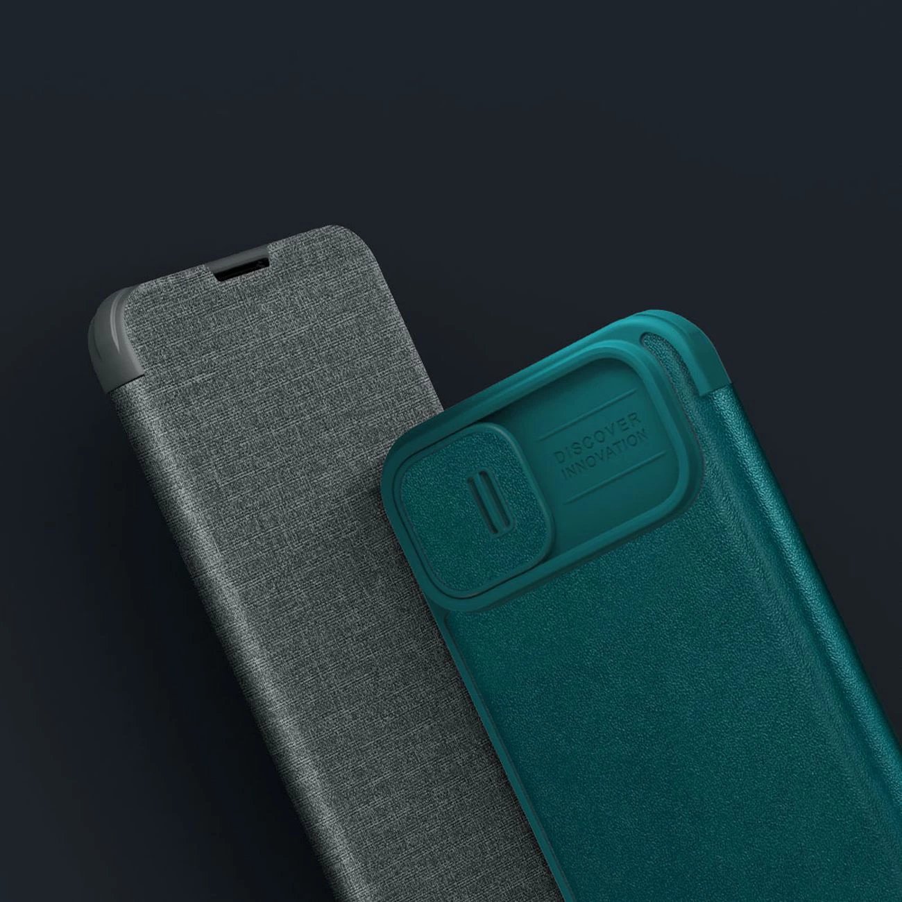 Mbështjellës Nillkin Qin Leather Pro Case për iPhone 14 Plus, me kapak dhe mbrojtje kamere, Gjelbër