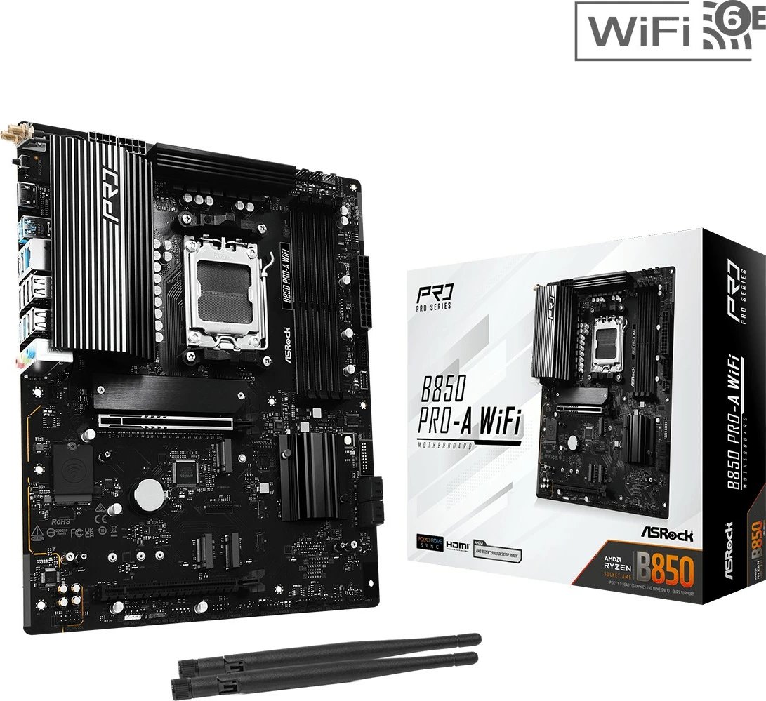 Pllakë amë ASRock B850 PRO-A WIFI, ATX, Socket AM5, DDR5, WiFi 6E