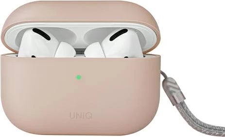 Mbështjellës UNIQ Lino për AirPods Pro 2, silikon, rozë, me rrip