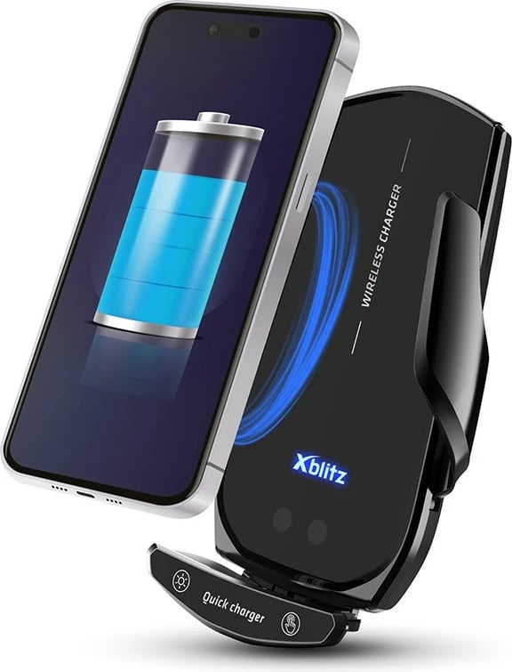 Mbajtës automatik për makinë Xblitz FX5 EXCLUSIVE me karikim wireless, i zi