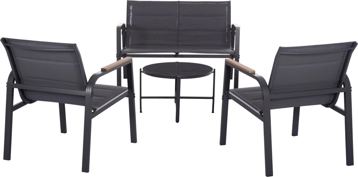 Set lounge për jashtë, 4 pjesë, Juliette, alumin gri, tekstilene, xham i temperuar, FH6280.03