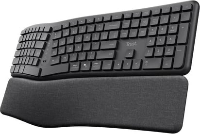Tastierë Trust Keyra ergonomike, wireless, full-size, QWERTY, e zezë